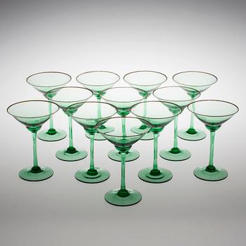 MARTINIGLAS 12 st, troligen Trelleborgs glasbruk, 1950-tal.