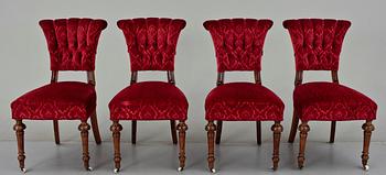 STOLAR, 4 st,  oscarianska/tapetserarstil, 1800-talets slut.