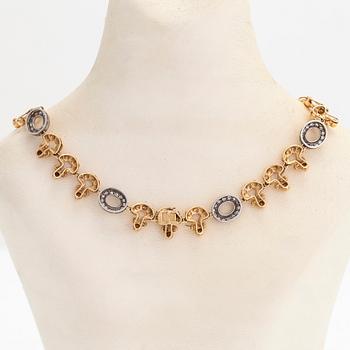 An 18K gold necklace with eight-cut diamonds totaling approximately 1.12 ct. With SJL-certificate.
