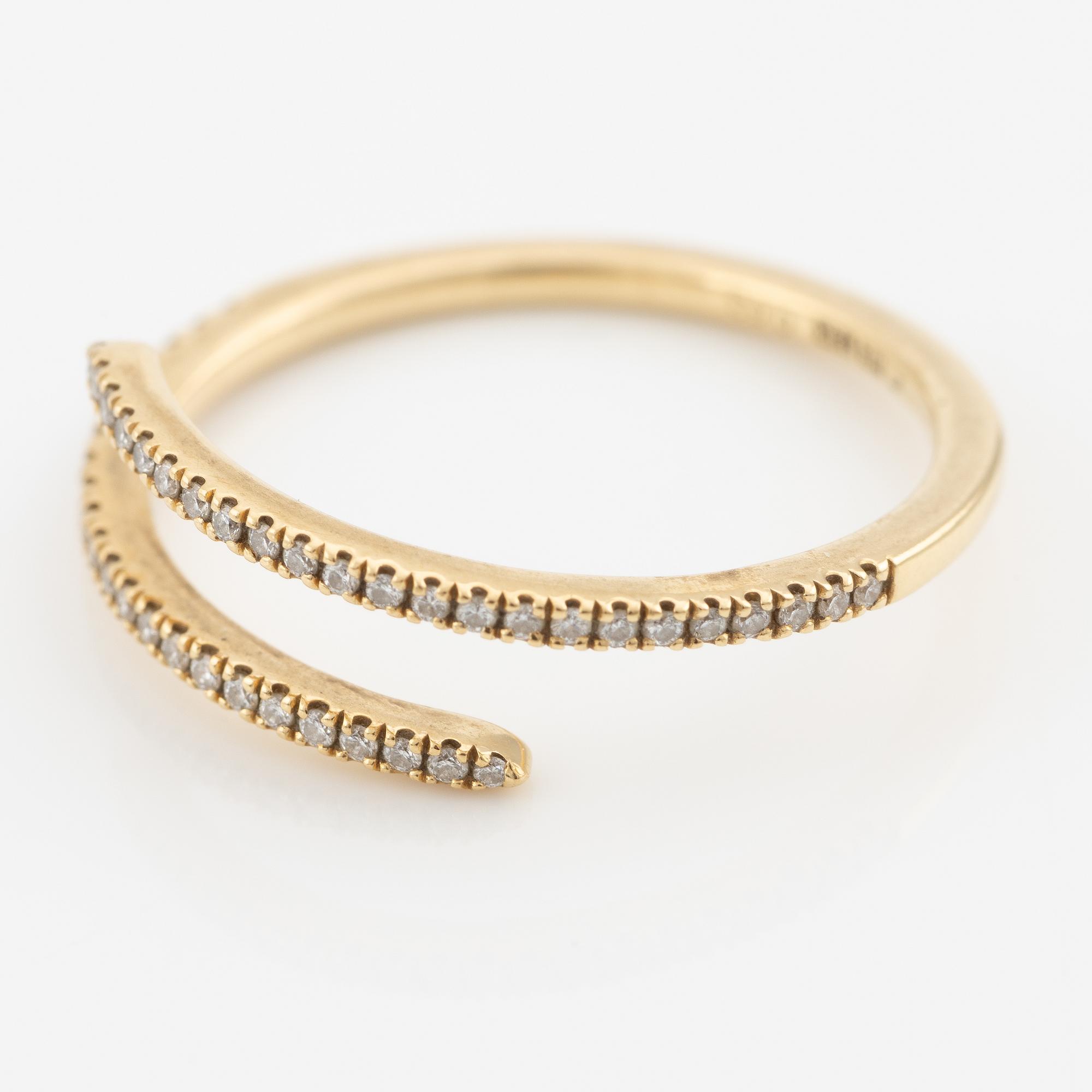 Engelbert, rings, 2 pcs, "Petit Spin ring" and "Double Spin ring", 18K gold, one with brilliant-cut diamonds.