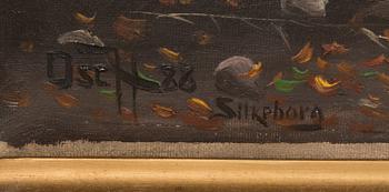 OSCAR HERSCHEND, oil on canvas, signed and dated-88. Marked "Silkeborg".