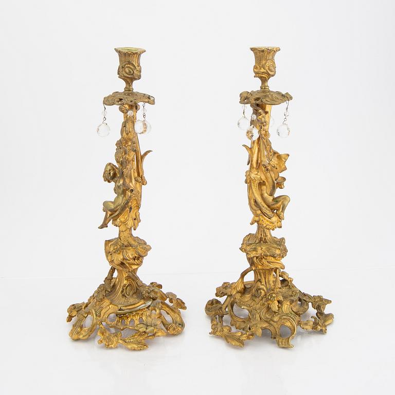 A pair of late 19th century Neo Rococo candelsticks.