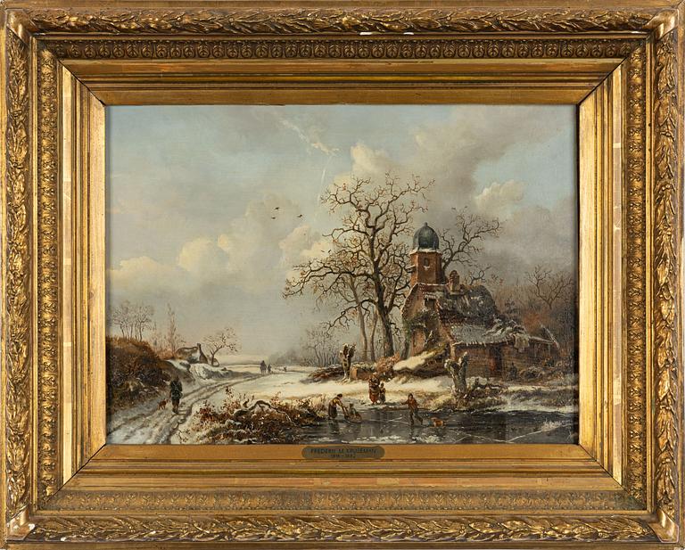 Frederik Marinus Kruseman, attributed/circle of , Winter Landscape with Figures on the Ice.