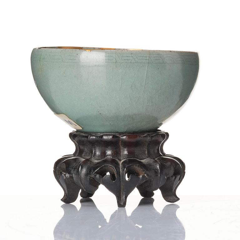 A pale celadon with a blue tint bulb bowl, Korea, Koryo period (918-1392).