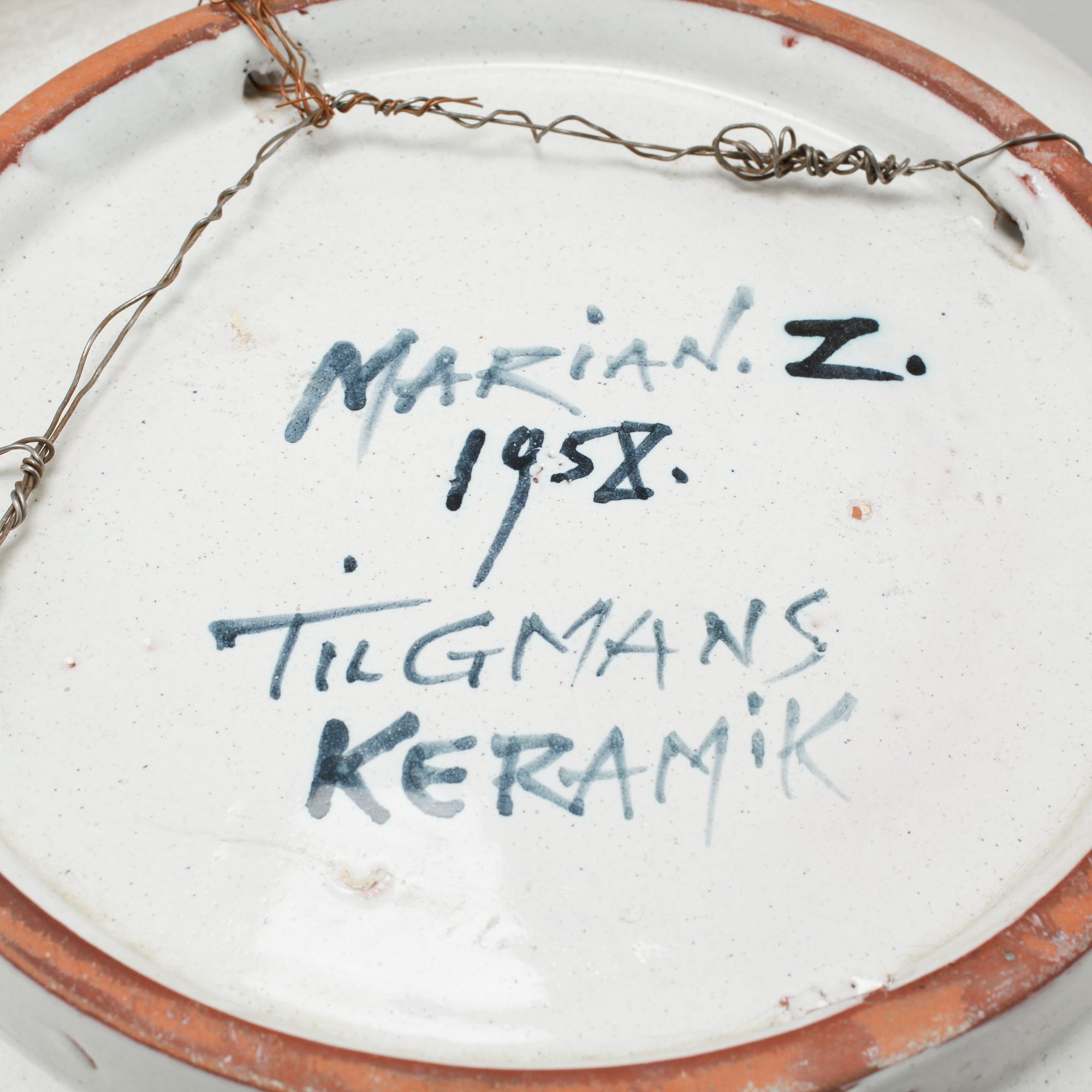 A dish and a table lamp by Marian Zawadzki for Tilgmans, second half of the 20th century.