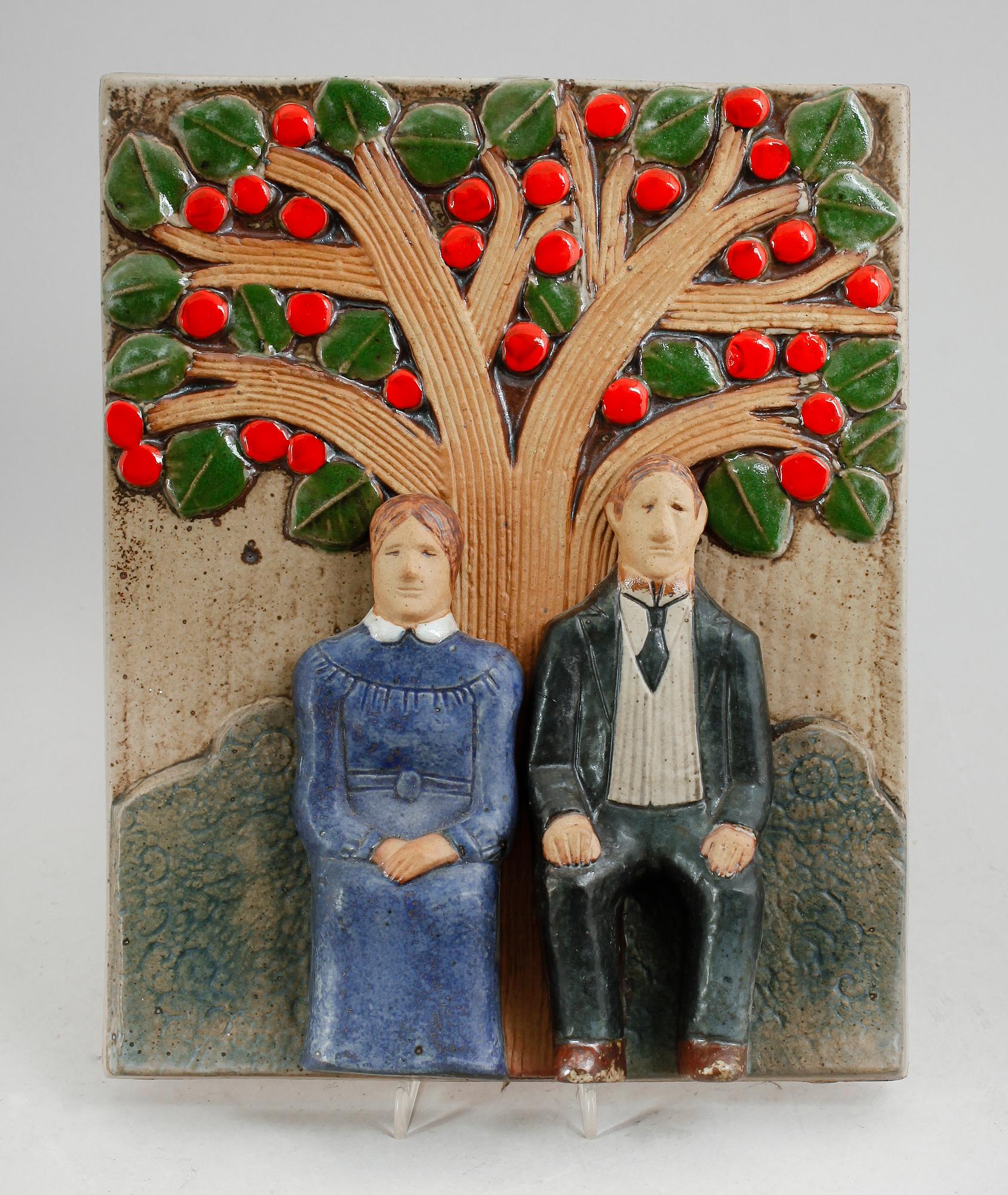VÄGGRELIEF, stengods, Lisa Larson, Gustavsbergs studiohand, 295/950.