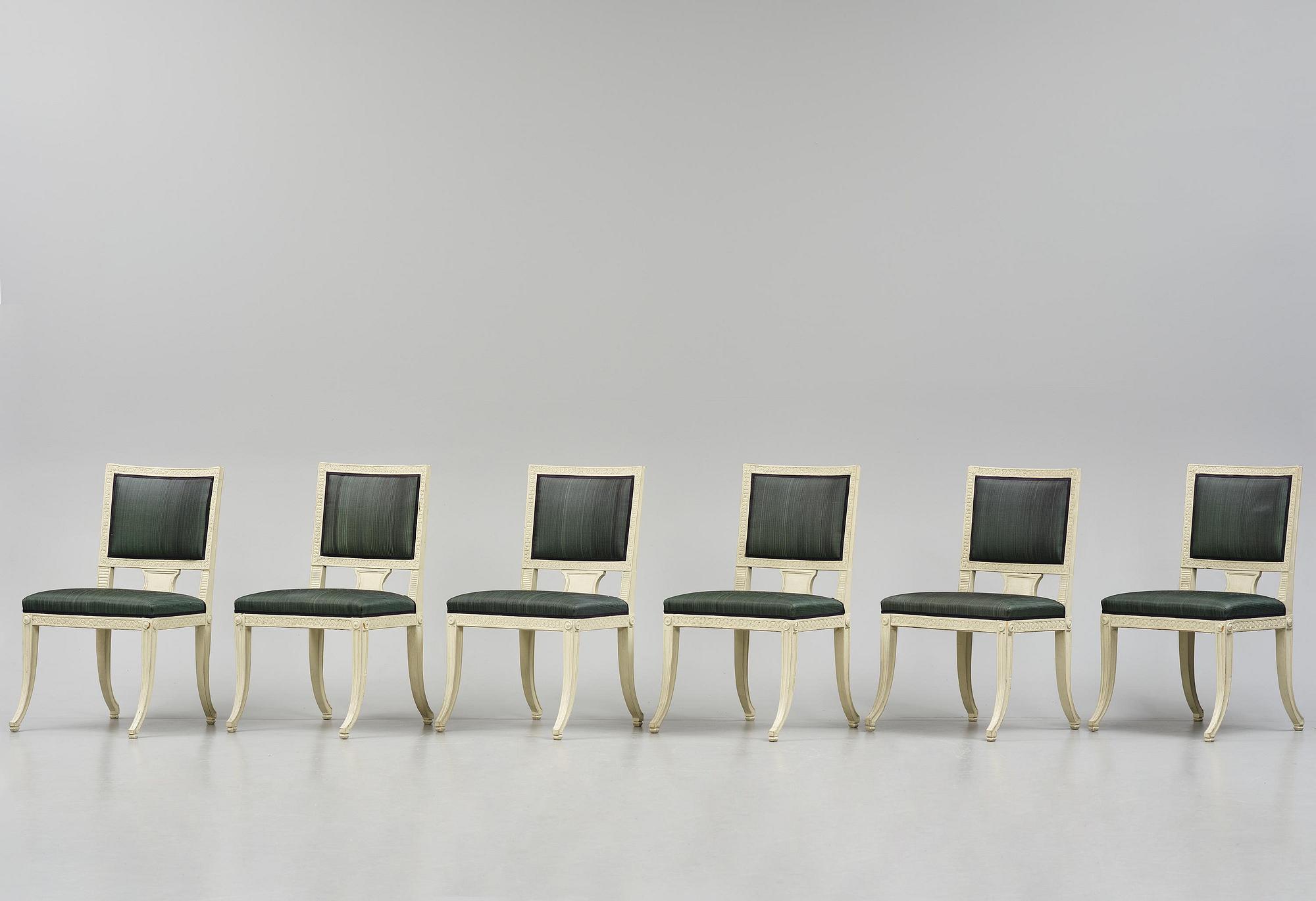 A set of eight (6+2) klismos-chairs attributed to C. J. Wadström (master 1788-1816).