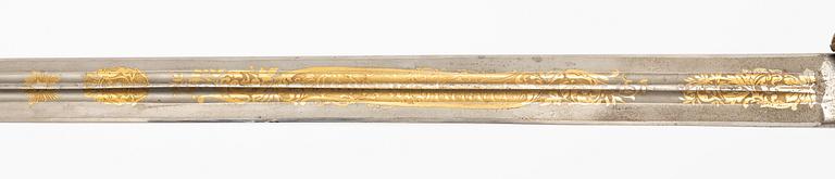 A Swedish infantry officer's sword with scabbard.
