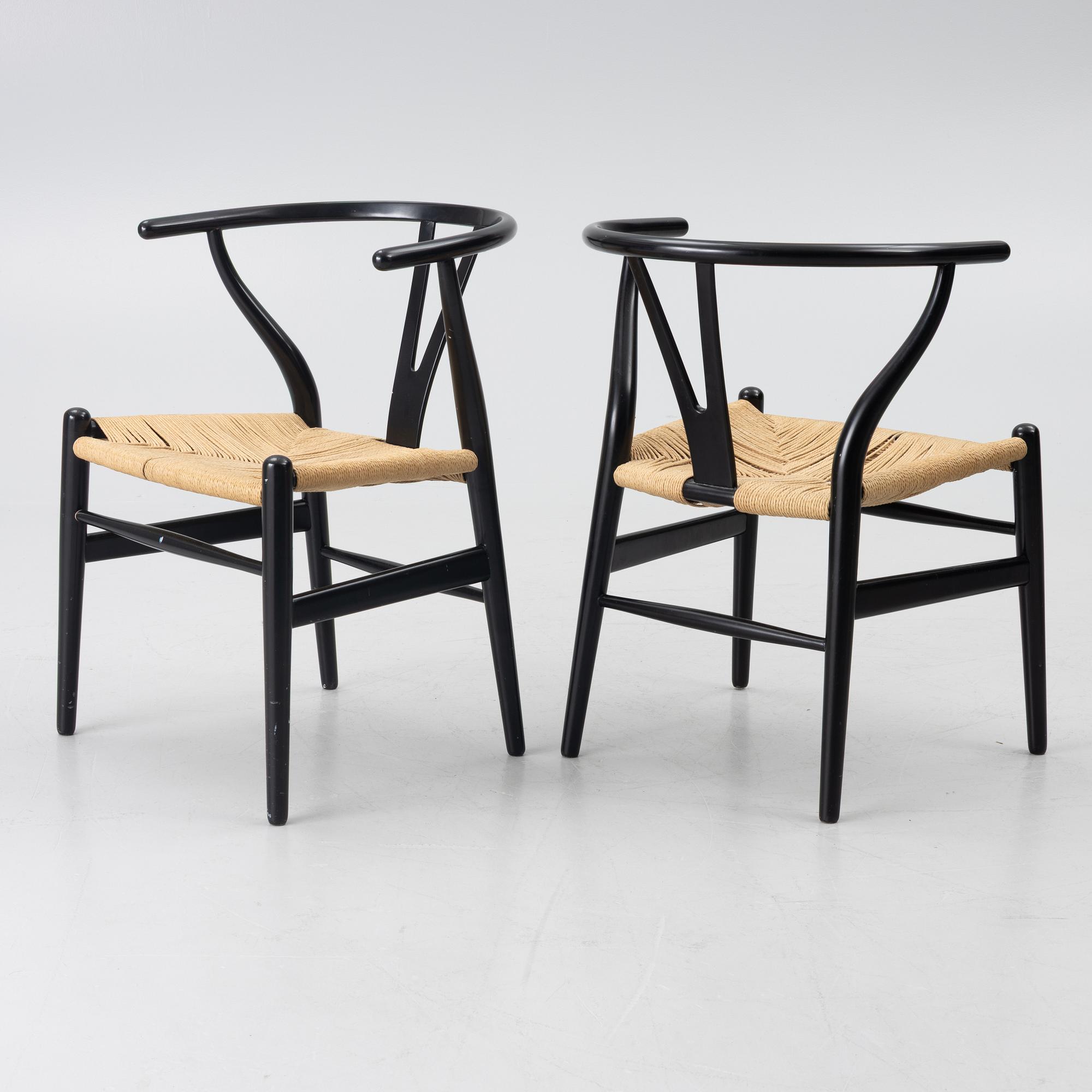Hans J. Wegner, stolar, 4 st, CH24/"Y-stolen", Carl Hansen & Son, Danmark, 1900-talets andra hälft.