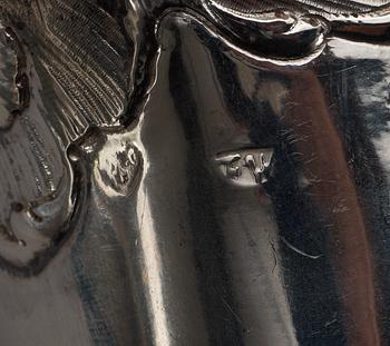 A German 18 th century silver ewer, unidentified makers mark, Breslau 1776-1791.