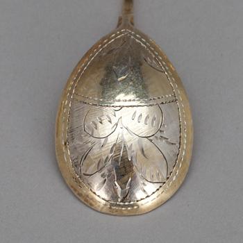 TESKEDAR, 6 st, förgyllt silver, Moskva Ryssland, 1894. Tot. vikt ca 69 g.