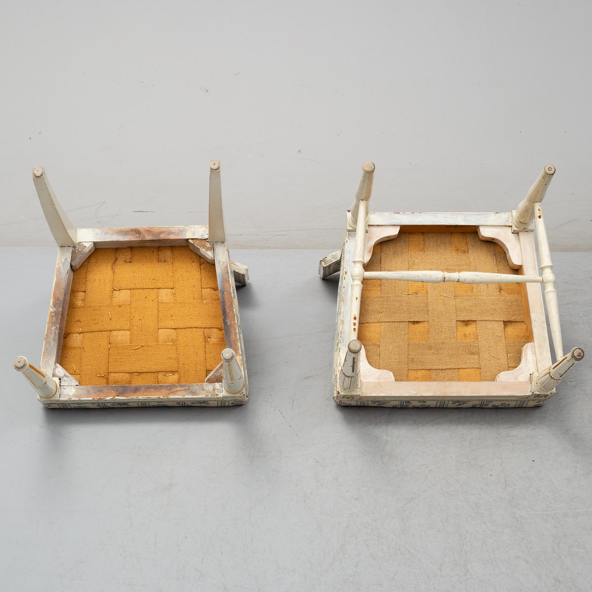 Eight chairs (6+2), late gustavian and late gustavian style, 19th century and ca 1900.