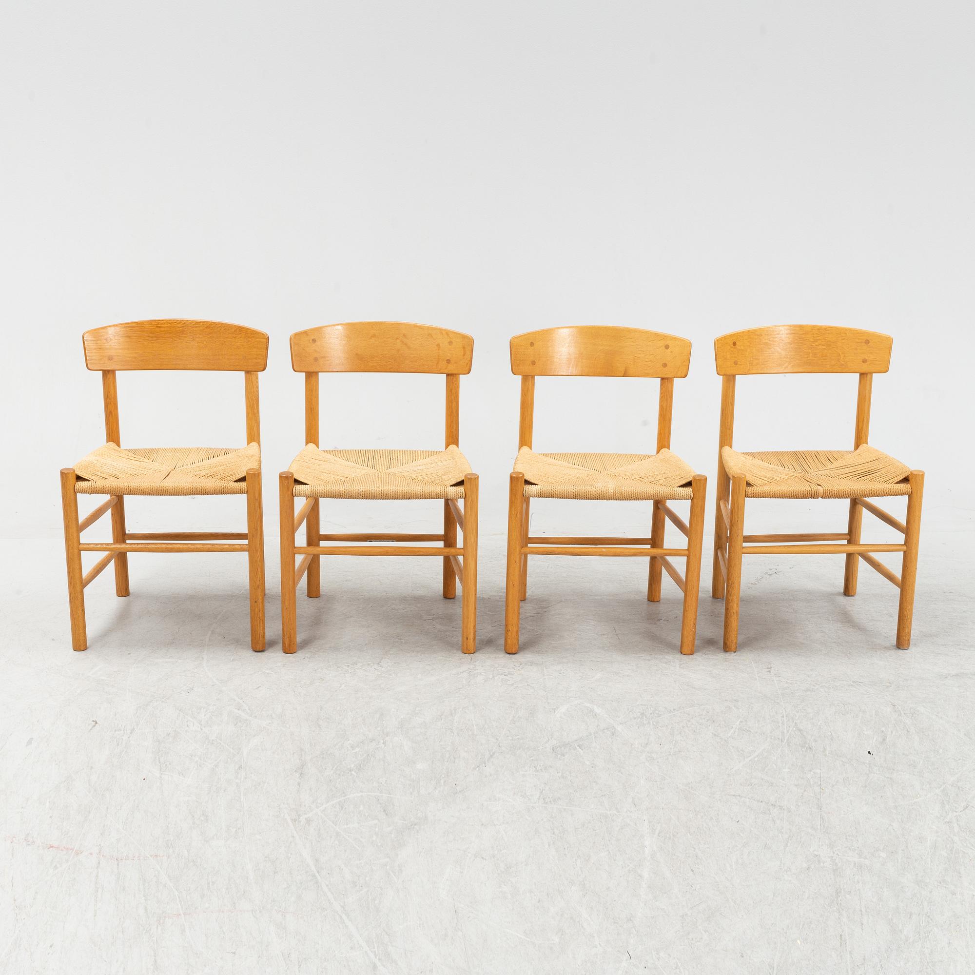 Børge Mogensen, a set of four model 'J39' oak chairs, FDB Møbler, Denmark.