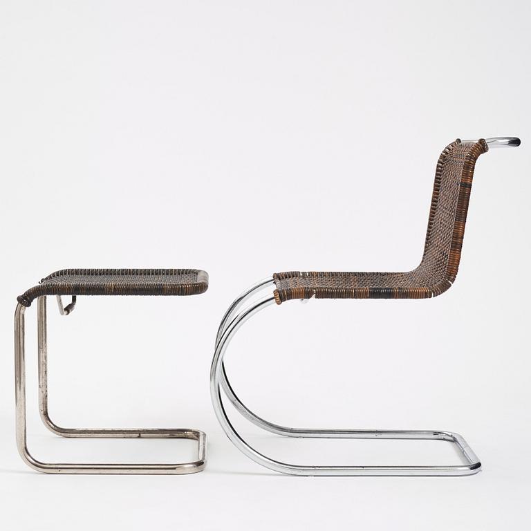 Ludwig Mies van der Rohe, stol samt fotpall, modell "MR10",  Berliner Metallgewerbe Josef Müller eller Bamberg Metallwerkstätten, ca 1926-27.