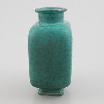 Wilhelm Kåge, an 'Argenta' stoneware vase and a dish, Gustavsberg.
