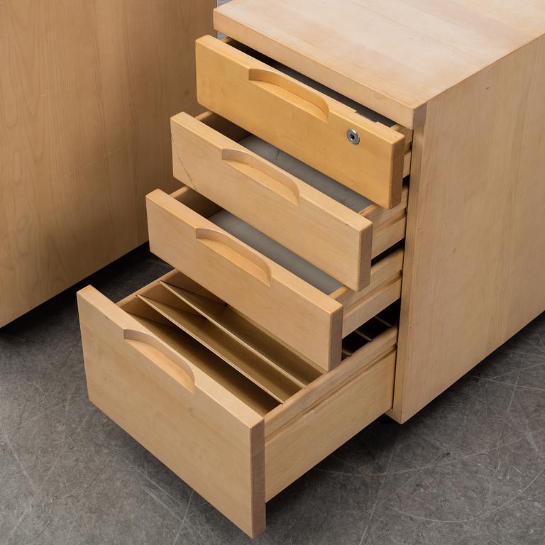 ALVAR AALTO, a desk with two chests of drawers, Artek, Finland.