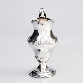 A Swedish 18th century silver cream-jug, 
mark of Johan Malmstedt, Göteborg (1783-1831).
