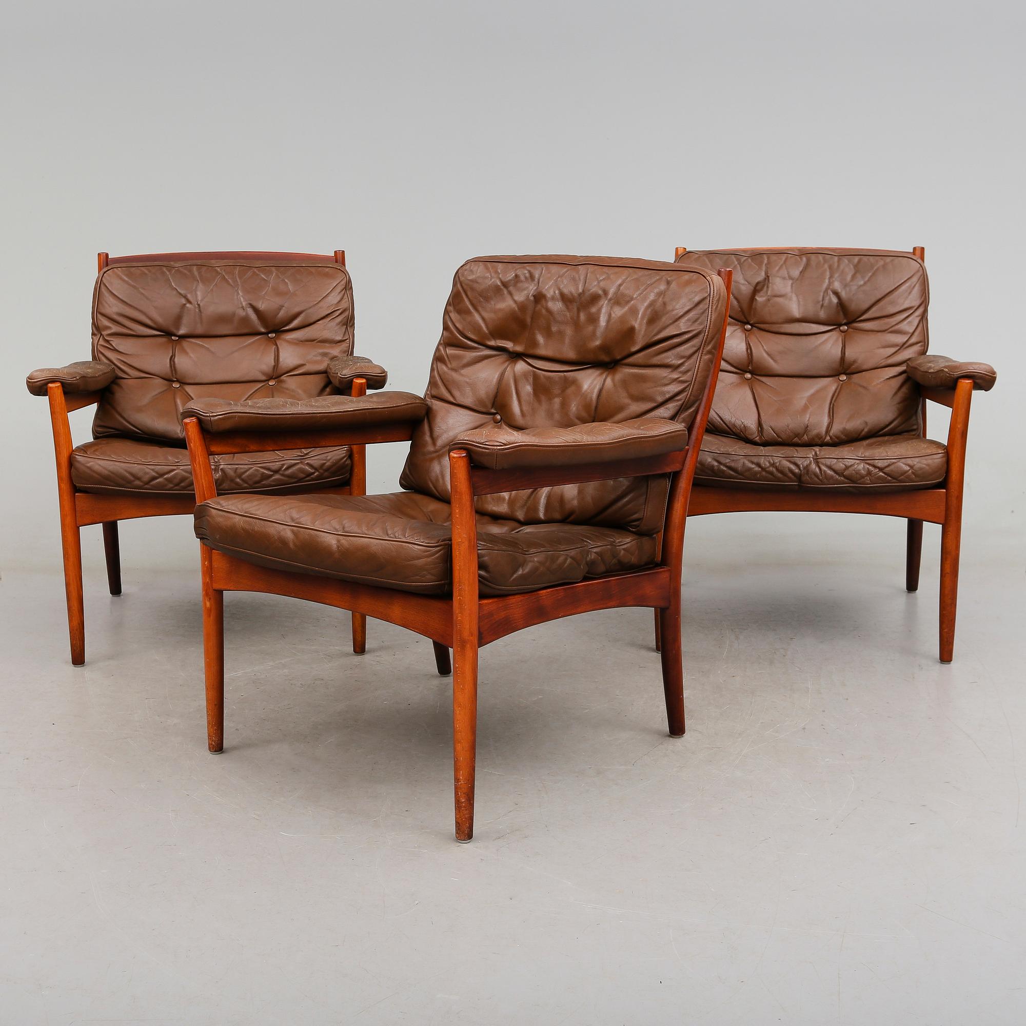 FÅTÖLJER, 3 st, Göte Möbler, Nässjö, 1900-talets andra hälft.