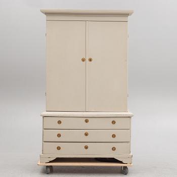 A grey painted Gustavian cabinet, circa 1800.
