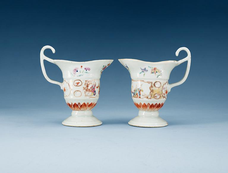 KANNOR, ett par, kompaniporslin. Qing dynastin, Qianlong (1736-95).