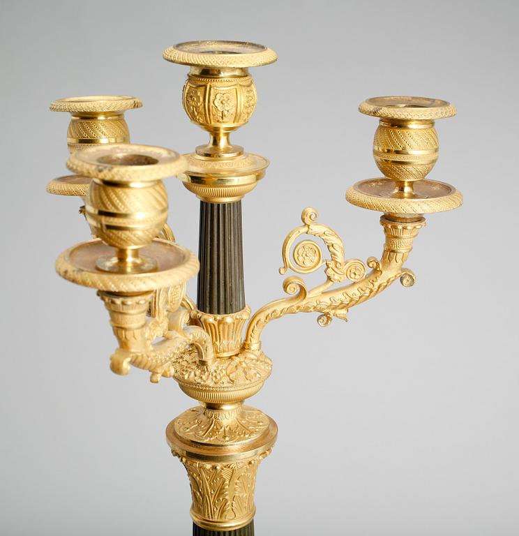 KANDELABER, brons, empire, 1800-talets första hälft.