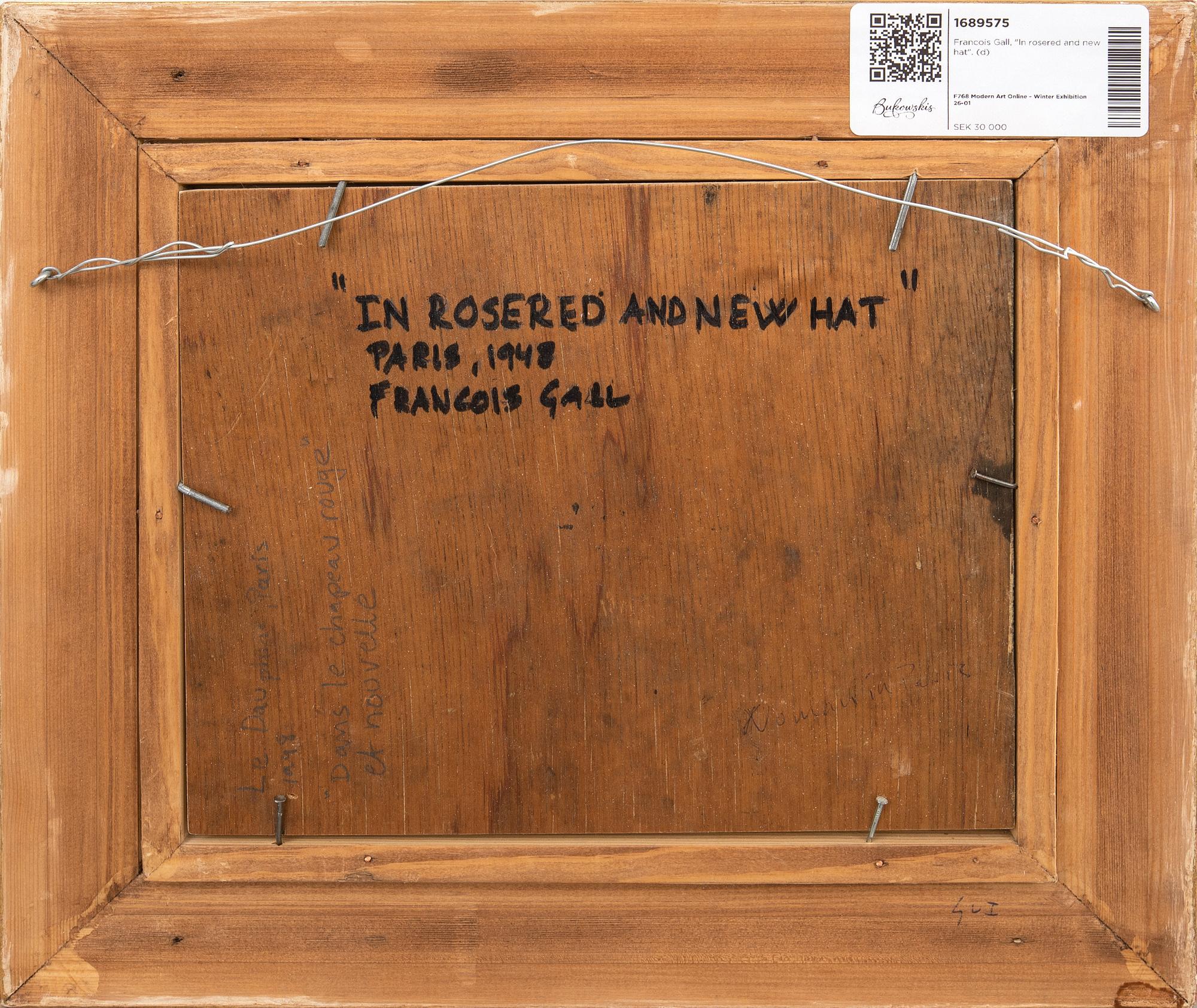 Francois Gall, "La jeune Eugénie au chapeau blanc et robe rouge, jardin du Luxembourg - Paris.".