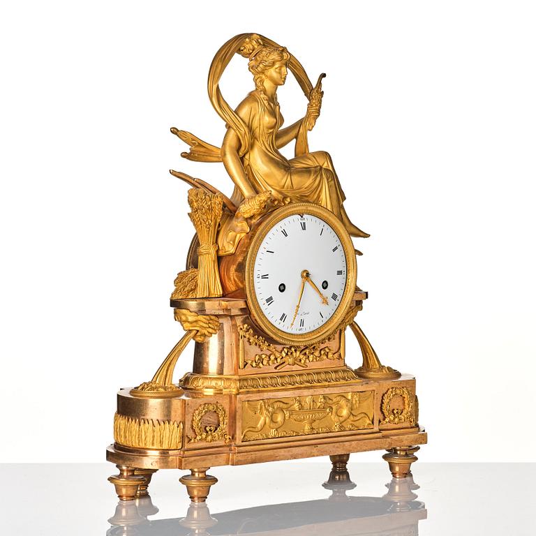 A French Empire mantle clock, early 19th century.