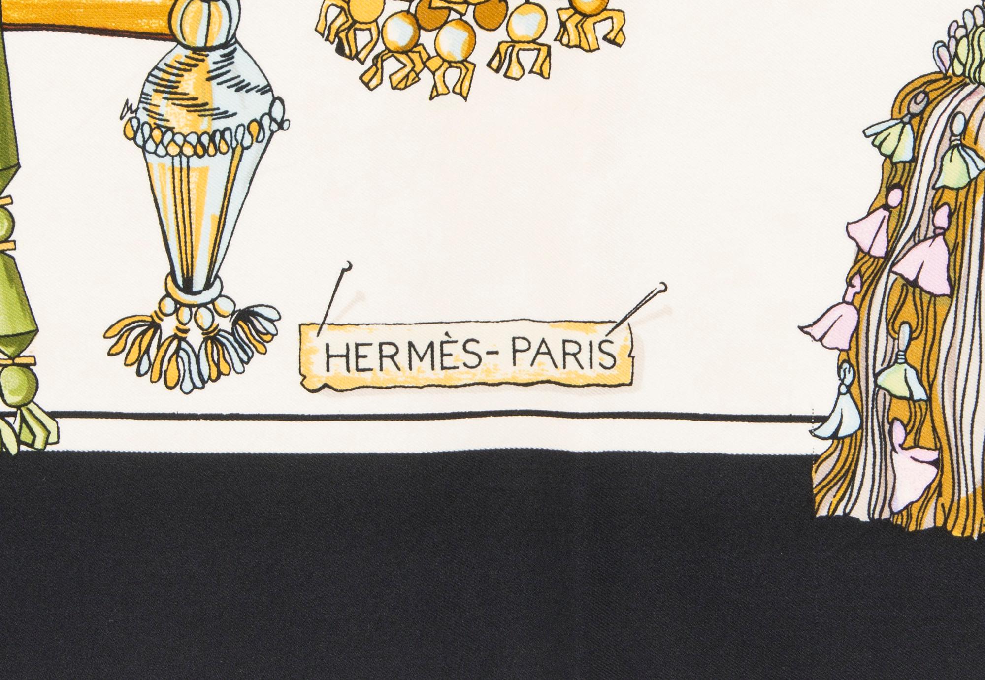 Hermès, two silk scarves, 'Passementerie' and 'Moyeux'.