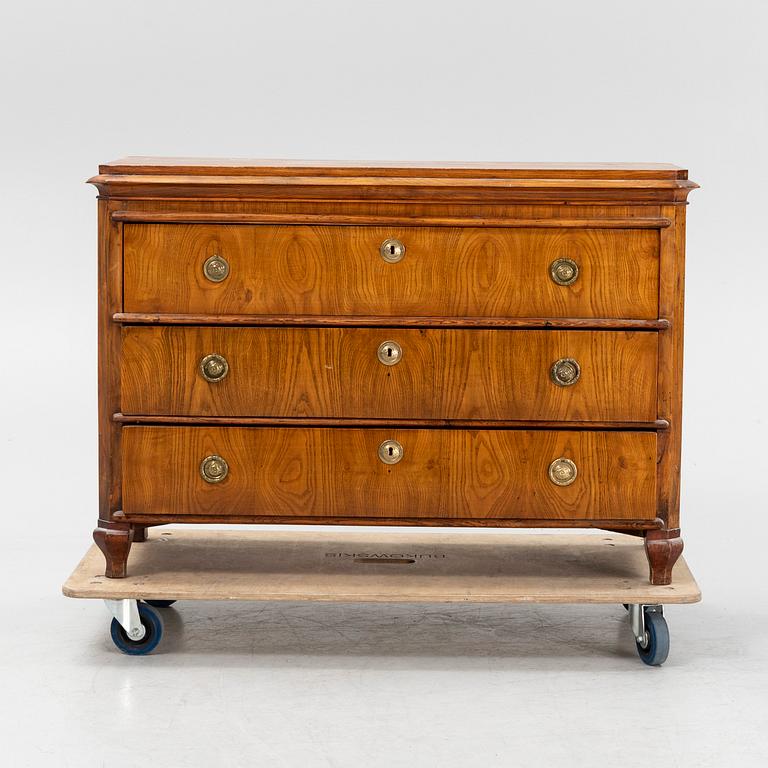 A Gustavian style oak veneered chest of drawers, around 1900.