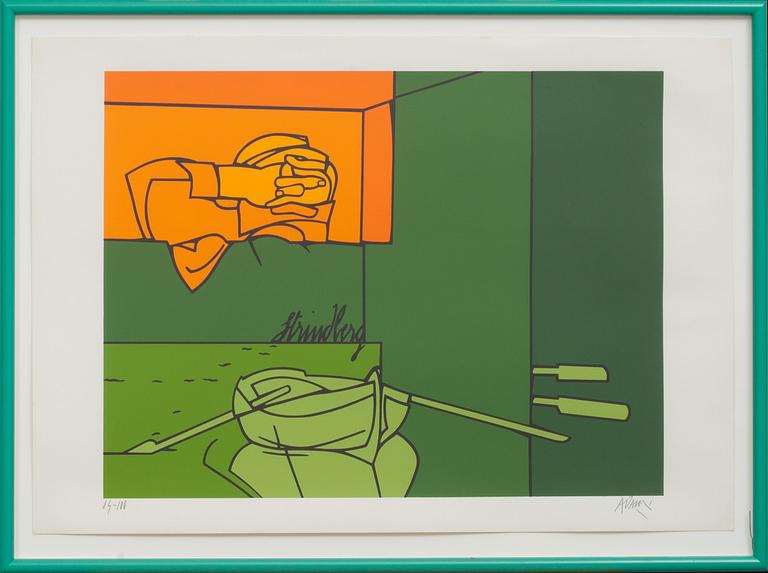 VALERIO ADAMI, färgserigrafi, signerad och numrerad 84/100.