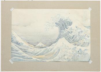 Katsushika Hokusai, efter, "Under the Great Wave of Kanagawa", också känd som "den Stora Vågen", senare publ. 1900-talets första hälft.