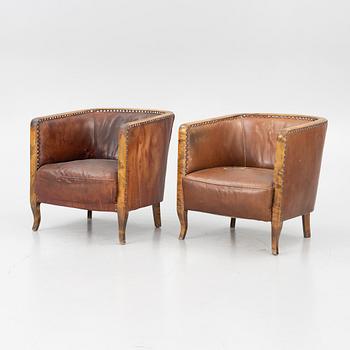 Clubfåtöljer, ett par, 1930/40-tal.