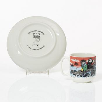 Arabia, Moomin mugs, plates and a jug, 7 pieces, porcelain, Finland.