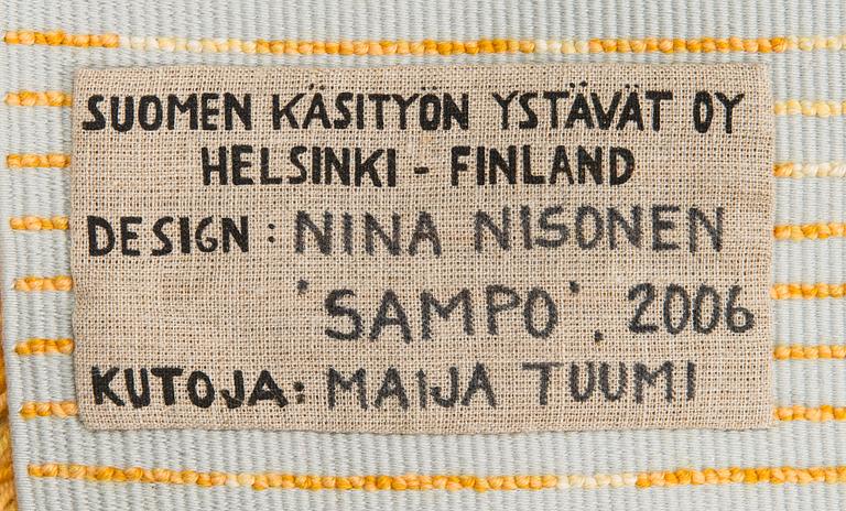 Nina Nisonen, A Finnish long pile Ryijy Rug, for Friends of Finnish Handicraft. Circa 90 x 43 cm.