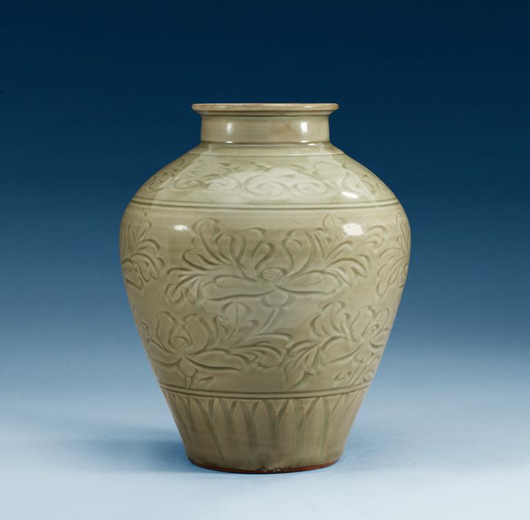 A celadon jar, early Ming dynasty (1368-1644).