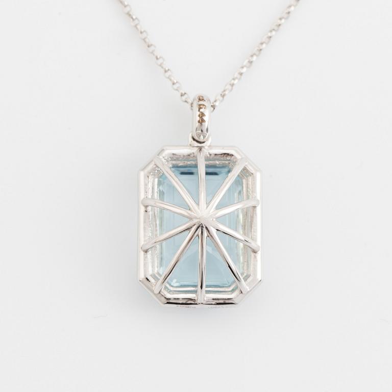 Aquamarine and brilliant cut diamond necklace.