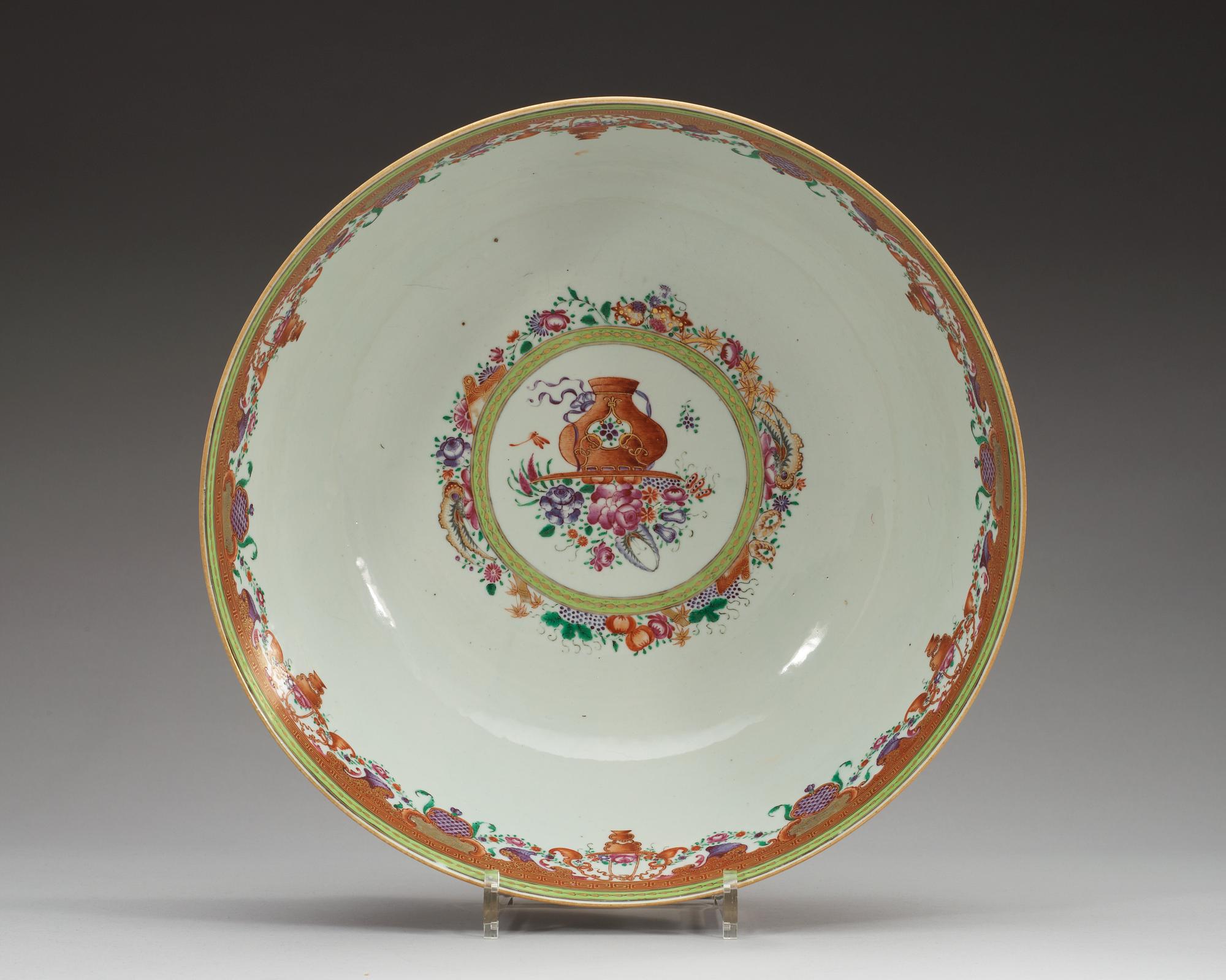 A massive Chinese Export 'Hong' punch bowl, Qing dynasty, Qianlong (1736-95).