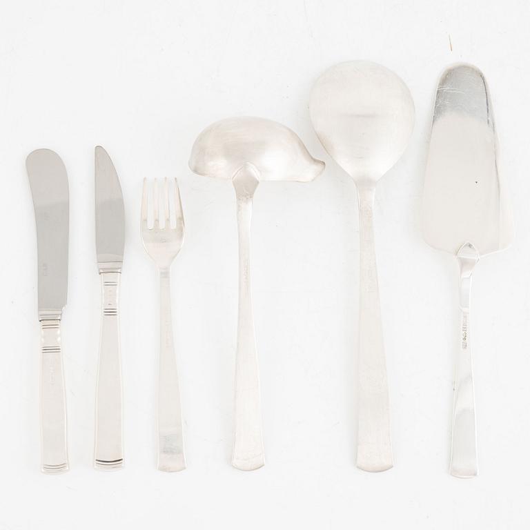 Jacob Ängman, 'Rosenholm' silver cutlery, GAB, Eskilstuna and Stockholm (17 pieces).