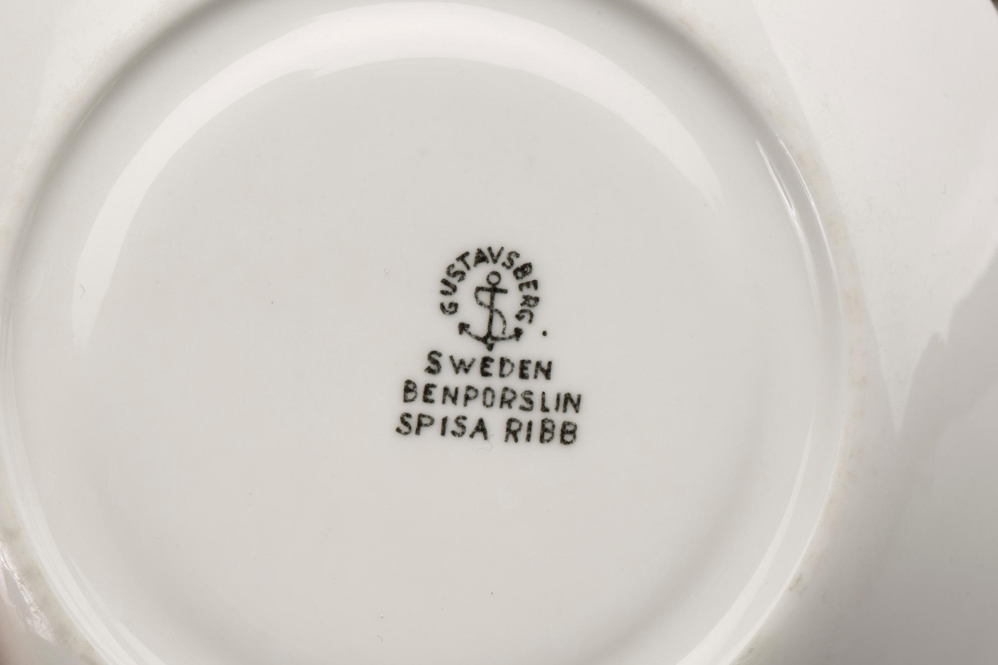 KAFFESERVIS, 18 st +2 st, flintporslin, "Spisa Ribb", Stig Lindberg, Gustavsberg.