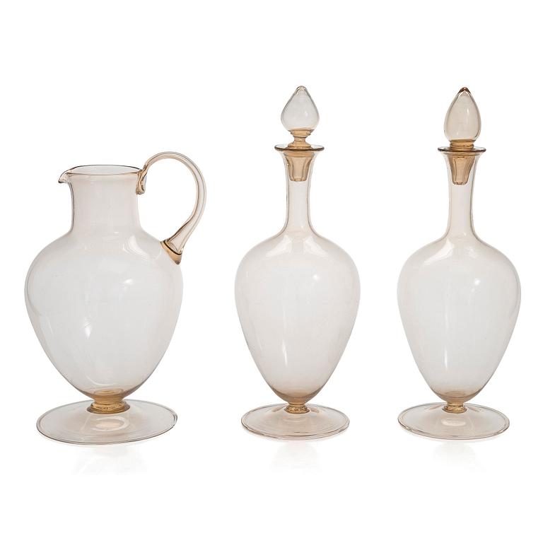 Vittorio Zecchin, two '158 CV' carafes and a pitcher for Venini Cappellin, Murano, Italy 1920s. Design 1921-25.