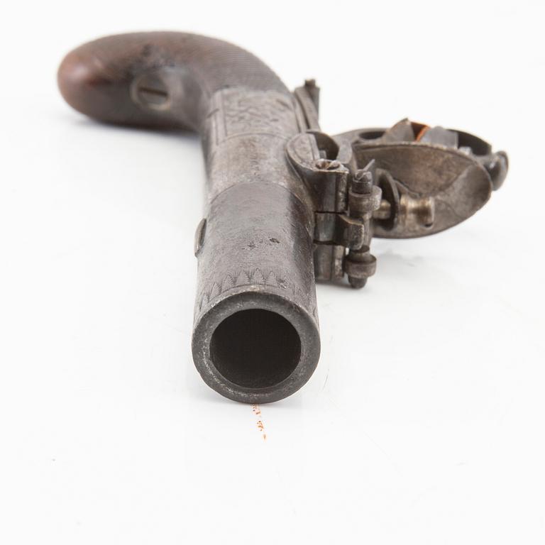 Flintlock pistol, pocket pistol, H Nock London, late 18th century.