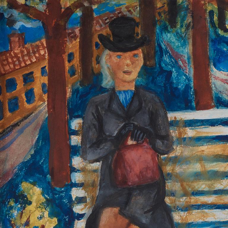 Bror Hjorth, Lady on a park bench.