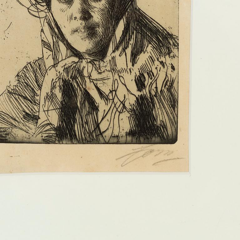 Anders Zorn, etching, 1903, signed in pencil.