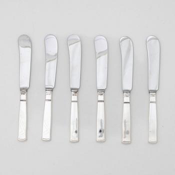 Jacob Ängman, a set of six silver butter knives, 'Rosenholm', GAB, Stockholm 1950s.