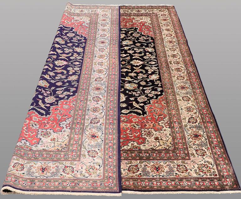 A CARPET, Figural silk Qum, signerad, 300 x 196 cm.