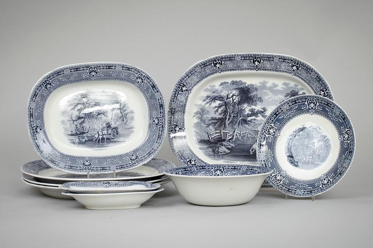 MATSERVIS, 67 delar, flintgods, "Woodland", Baker & Co England, 1800/1900-tal.