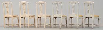 A set of six Gustavian chairs.