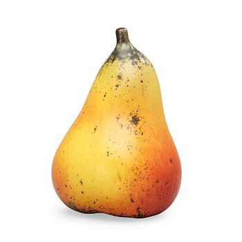 A Hans Hedberg faience sculpture of a pear, Biot, France.