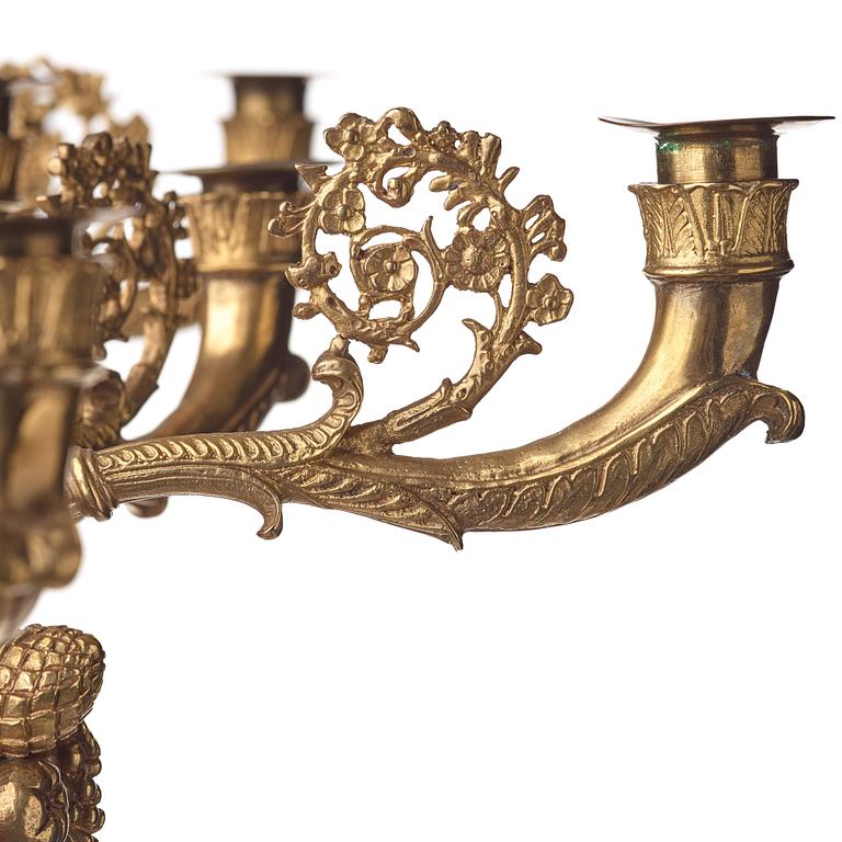 A pair of Empire-style six-light candelabra, circa 1900.