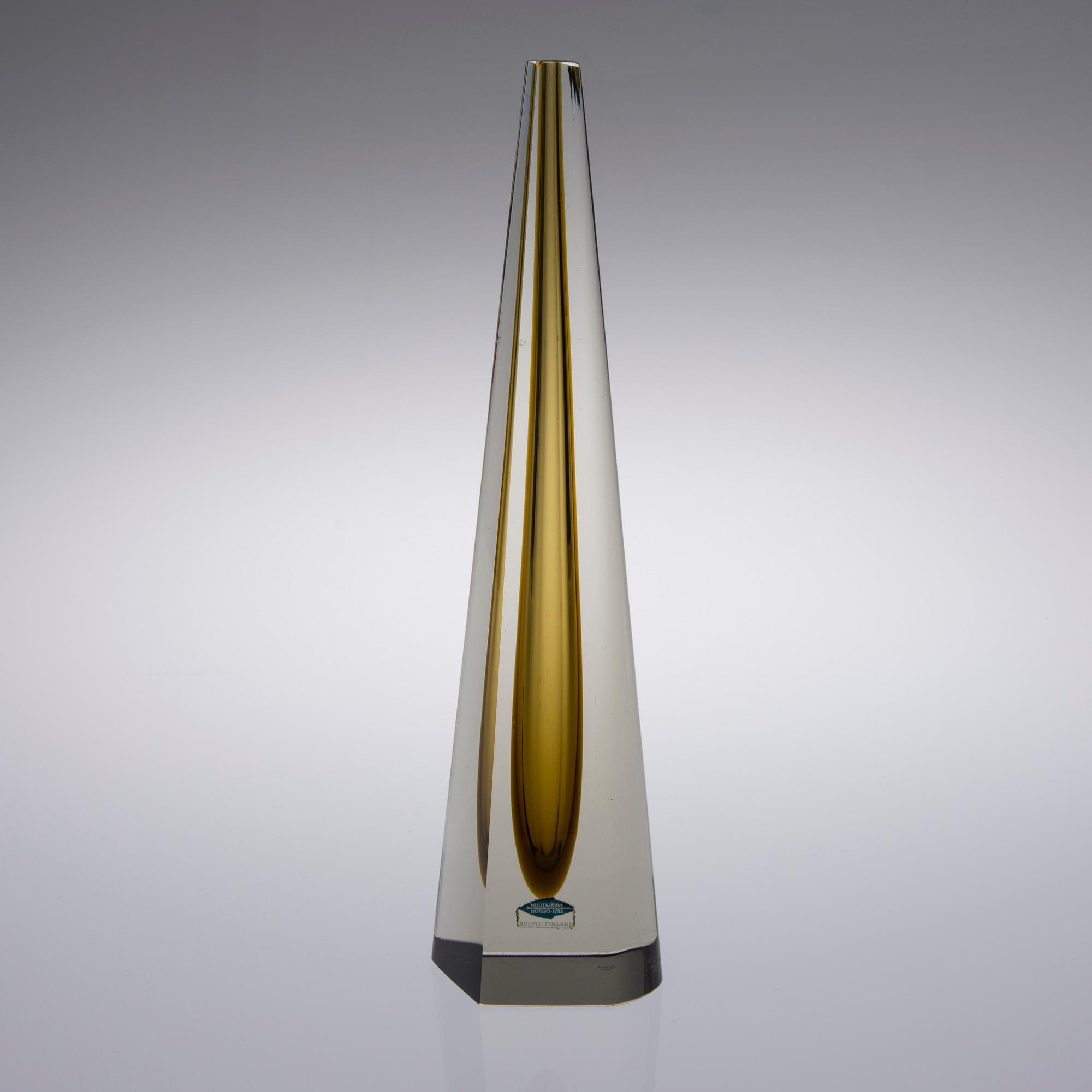 SKULPTUR, glas, "Obelisk", signerad K. Franck, Notsjö -64.